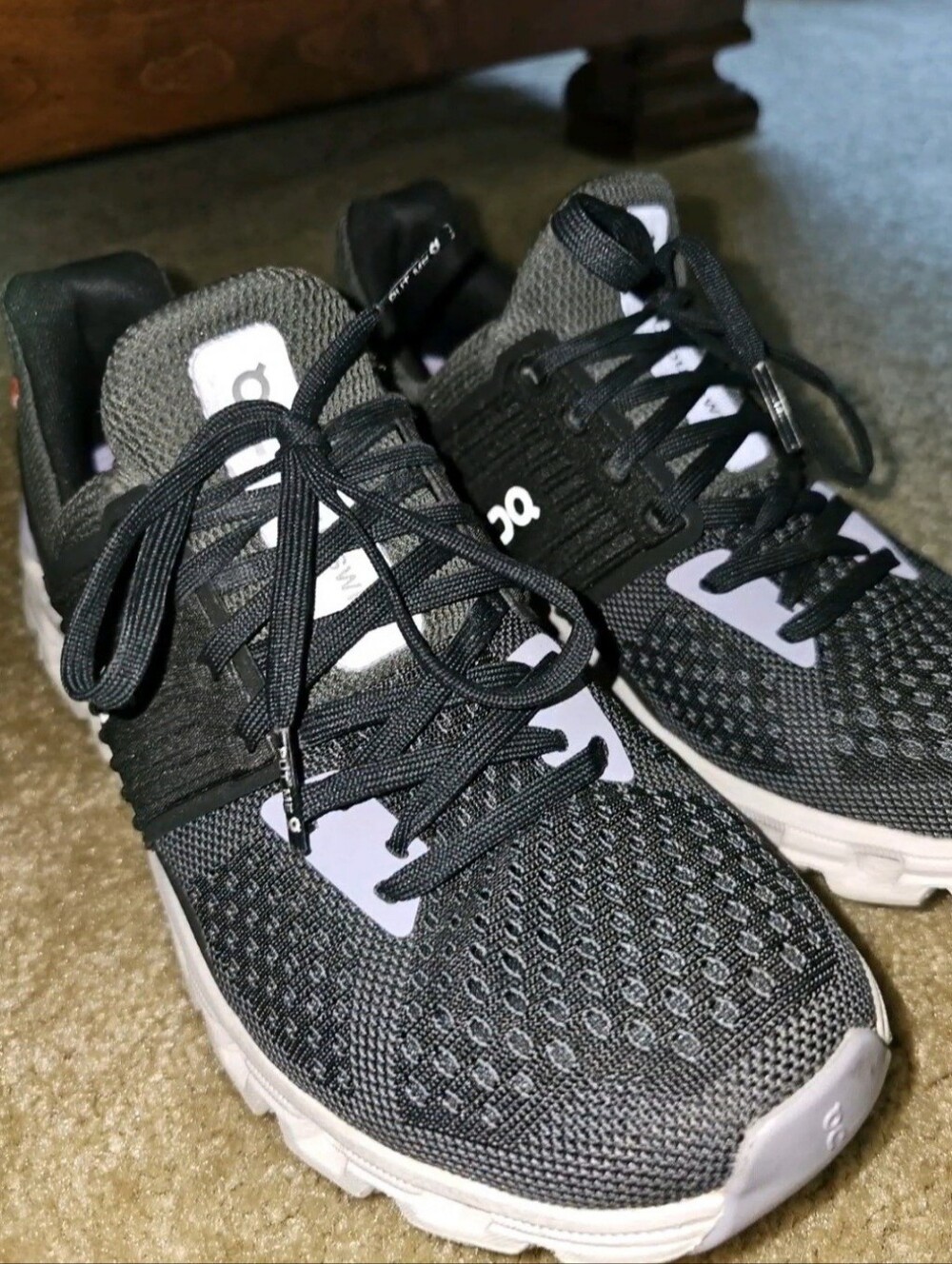 On Running Cloudswift Women's Running Shoes Black White CloudTec Sneakers | Exce